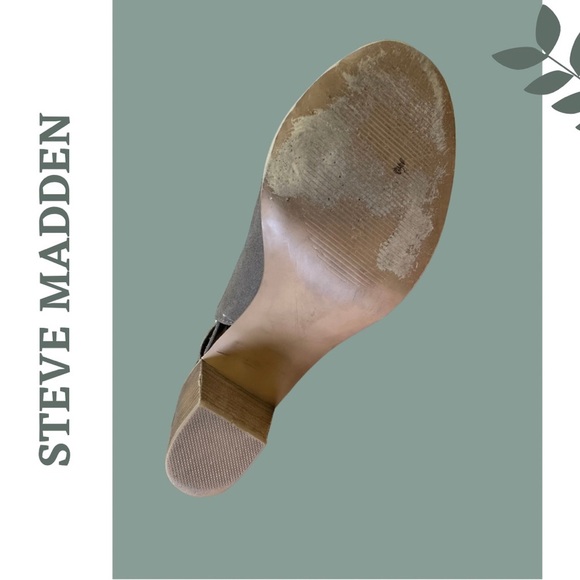 Steve Madden Catlyna Leather Peep Toe Block Heel Sandal Bootie Buckle Tan Size 8 - Picture 6 of 8